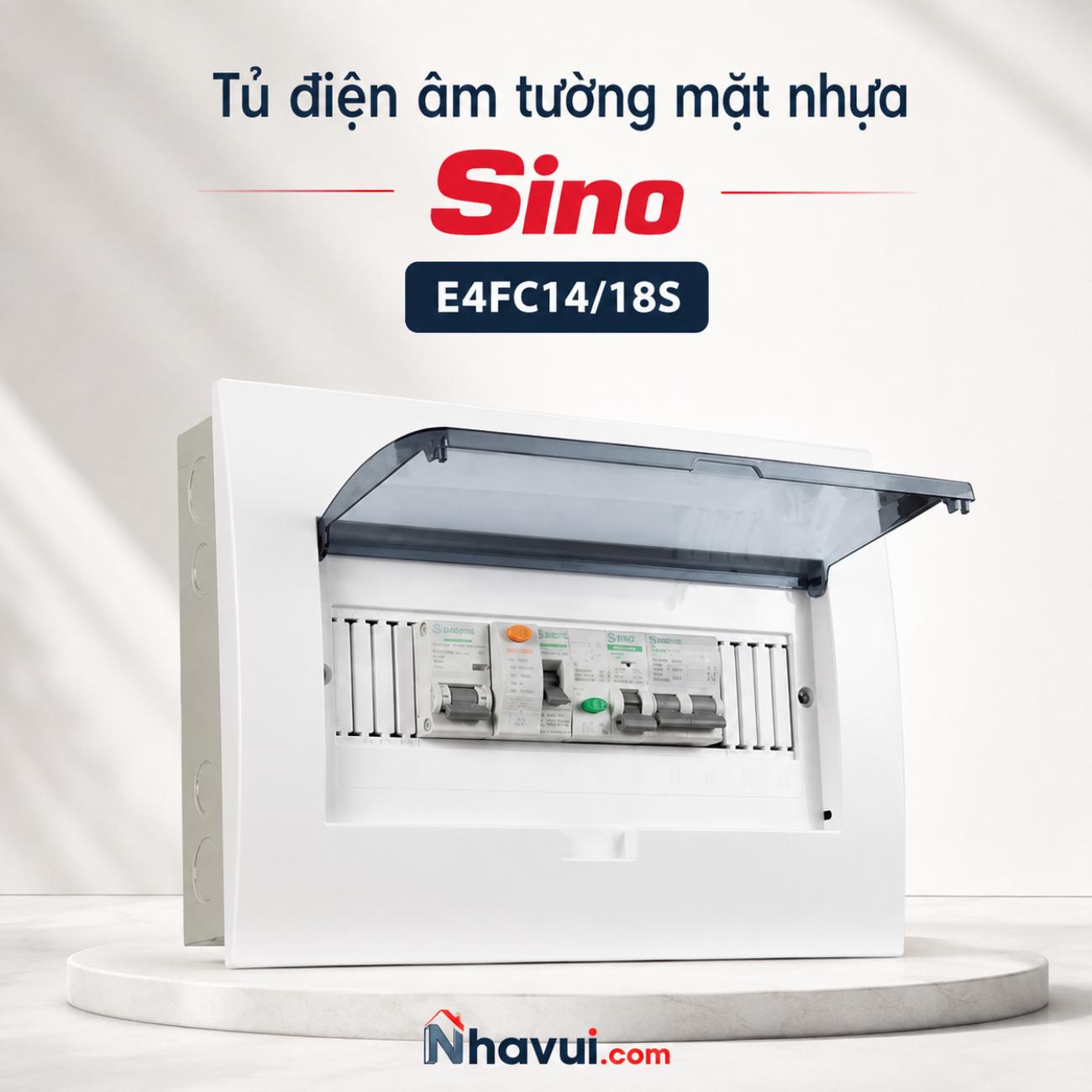 Tủ điện âm tường mặt nhựa Sino E4FC